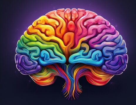 vibrant rainbow brain anatomy symbolizing diversity of thought and creativity