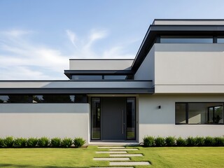 Sleek modern home exterior showcasing clean lines and minimalist design