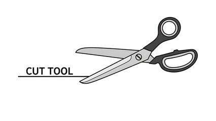 Scissors Cut Tool Illustration on White.