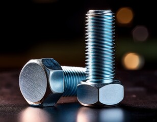 metal bolts close up two steel bolts stand in stark contrast highlighting their precise engineering and industrial design emphasizing the strength and functionality