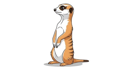 Obraz premium Illustration of a Meerkat Standing Upright.