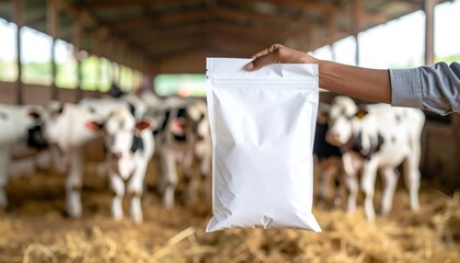 Feed bag in barn.