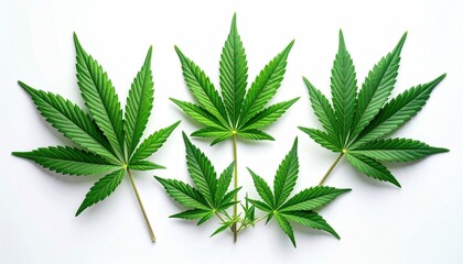 Cannabis Leaves Flat Lay.