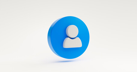 Blue user icon symbol or website admin social profile login communication website element concept. illustration on white background 3D rendering