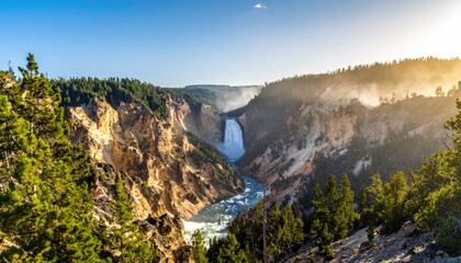 Grand Canyon of the Yellowstone River with Lower Falls.
