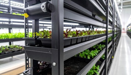 Vertical Farming - Sustainable Agriculture with Indoor Plant Cultivation.