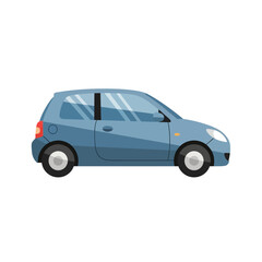Obraz premium Blue compact hatchback car illustration in side profile view.
