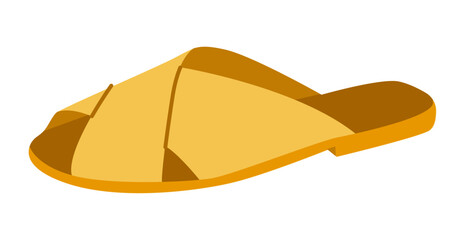 Yellow slide sandal shoe women flat. Cross strap open toe sandal for sunny holiday outfit bright wardrobe. Technical fashion illustration CAD mockup smooth vector man unisex isolated trendy style. © Vectoressa