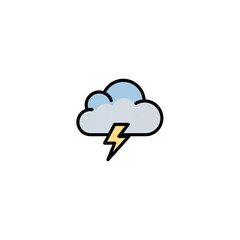 Stormy Cloud with Lightning Bolt Vector Weather Icon