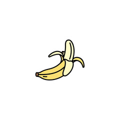 Peeled yellow banana fruit vector illustration