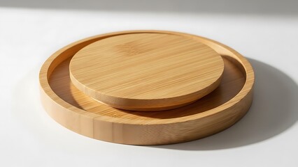 Aesthetic composition of light wood trays of varying sizes and textures
