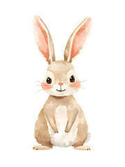 Fototapeta premium Cute watercolor bunny illustration for nursery and kids decor