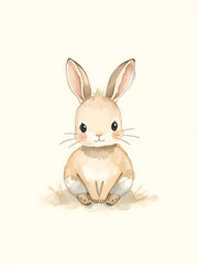 Obraz premium Cute watercolor bunny illustration for nursery and kids decor