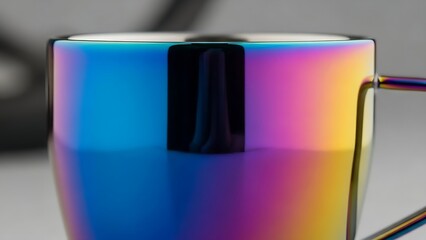 Colorful ceramic mug with metallic handle