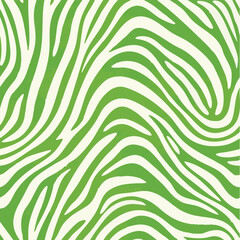 Seamless zebra-inspired abstract pattern with wavy organic stripes in green, orange, and yellow color palettes. Modern animal print for fashion, textiles, wallpaper, and digital backgrounds.