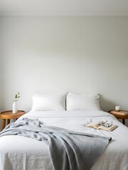 Serene bedroom scene with minimalist decor promoting relaxation and peace