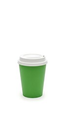 Green disposable coffee cup with lid
