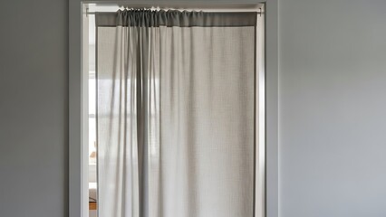 Window privacy curtain in a grey interior minimalist background