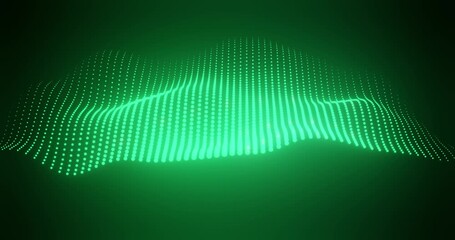 Abstract digital background featuring a flowing wave of glowing green dots arranged in a grid pattern on a white background. Represents data visualization, technology and artificial intelligence - Powered by Adobe