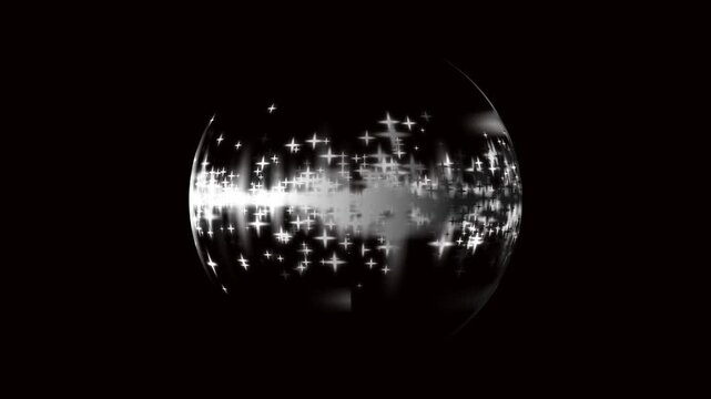 &ldquo;Abstract sparkling light particles forming a glowing spherical shape on a dark background.&rdquo;