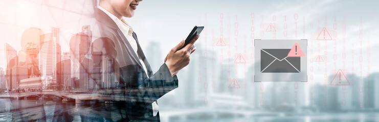 Phishing email alert concept showing digital envelope with warning sign represents data theft, network breach, and email security threats. Parse © InfiniteFlow