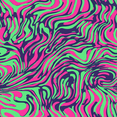 Seamless pop art inspired pattern with vibrant diagonal brush strokes, bold comic-style lines, and colorful retro texture. Ideal for fabric, wallpaper, wrapping paper, and digital design.