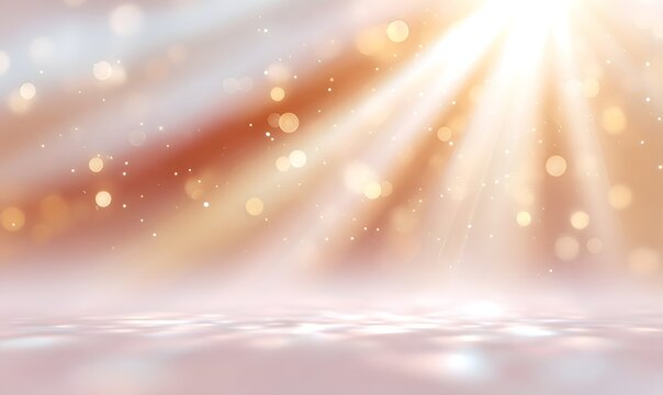 A bright, high-resolution background with a white base and glowing red-gold light accents. Radiant light beams rise from the center, spreading outward with soft sparkles, bokeh, and gentle motion blu