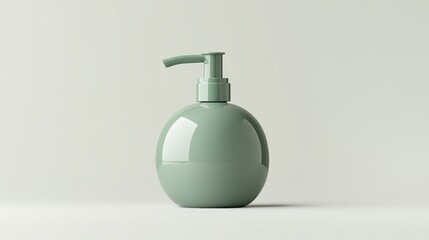 Obraz premium A green soap dispenser on a plain white surface