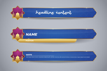 islamic lower third with blue color and purple star for islamic channel and television