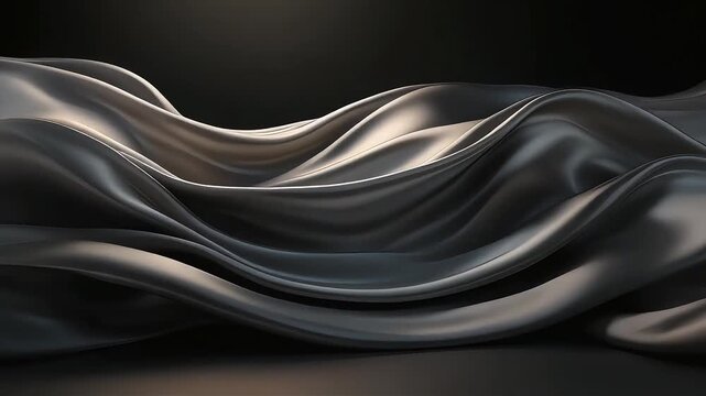Cinematic black silk waves flowing smoothly with elegant glossy folds, creating a luxurious abstract texture perfect for premium branding, fashion visuals, and modern design backgrounds.