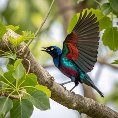 Vibrant Greater Blue-eared Starling Display
