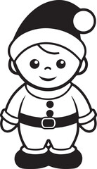 Cute Santa Kid Icon | Adorable Christmas Character Line Art