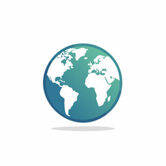 Obraz premium Globe Illustration Showing World Continents in Teal and White for Geography Design