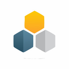 Obraz premium Abstract Geometric Composition with Yellow Blue and Gray Hexagons Illustration Vector Art