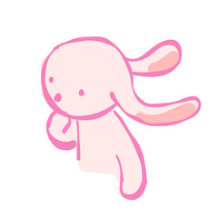 Fototapeta premium 手描き風うさぎのイラスト（考える） / Hand drawn rabbit illustration 