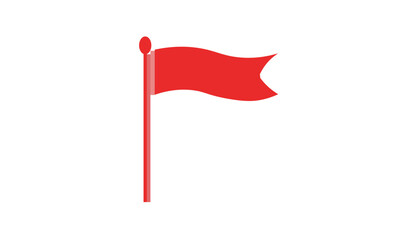 Vector Cartoon Waving Red Flag