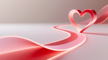 Abstract path of love illustration for a digital marketing campaign featuring a flowing pink ribbon forming a glowing heart symbolizing romance emotion and modern brand strategy