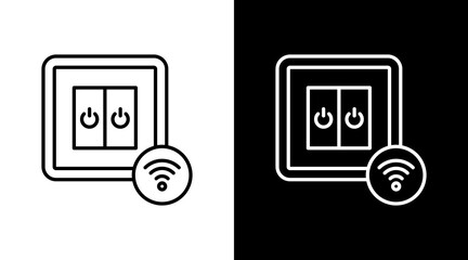 Smart Light Switch Outline White Icon Set Design
