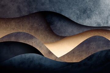 Abstract layered waves in contrasting shades create a visually striking composition.