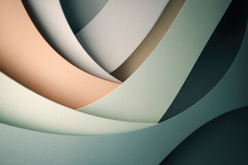 Abstract paper waves featuring soft curves and soothing colors in a layered design.