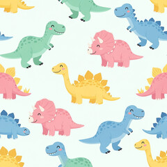 colorful dinosaurs isolated transparent background cutout