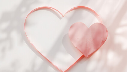 連続線ハートのフレームと紙ハート 白背景で使いやすい恋愛モチーフ素材.生成AI