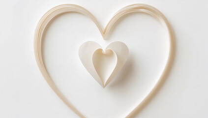 連続線のハート枠で囲む紙ハート 白背景のロマンス系グラフィック素材.生成AI