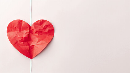 連続線で描くハート枠と紙ハートの組み合わせ 白背景のラブモチーフ素材.生成AI