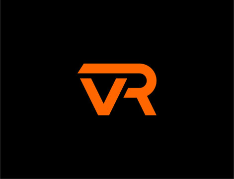 Vr logo design orange on black background