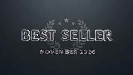 Obraz premium Best seller achievement with laurel wreath and stars for November 2026, dark background symbolizing success and elite status in sales
