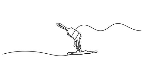  one continuous line drawing of painter brush. Continuous one line drawing of paint brush, Construction and repair. A wide brush paint vector illustration, Paint brush outline drawing illustration.