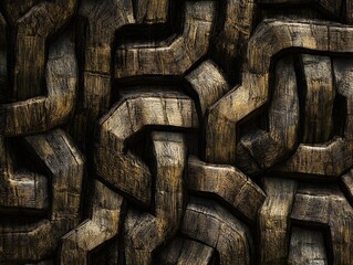 Intricate Interlocking Texture of Rough Hewn Zebrano Wood