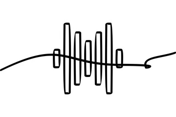 Illustration of a continuous line design on a sound wave icon. An interesting abstract line art design.