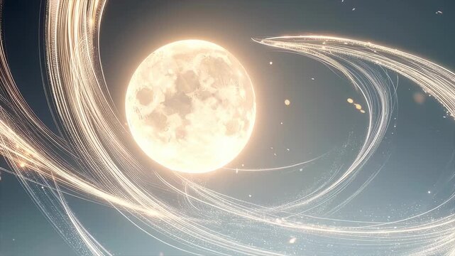 光跡を描く幻想的な月 右パン